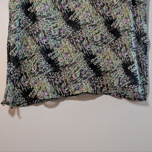 Ace Fashion Sheer V-Neck Tunic Blouse Abstract Flowy Beaded Crystals Bohemian - Picture 10 of 16